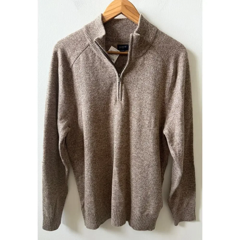 J. Crew lambswool 1/4 zip sweater men's size Large